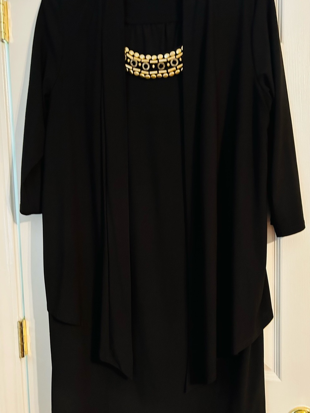 Tiana B. Black Dress with Gold Beaded Neckline